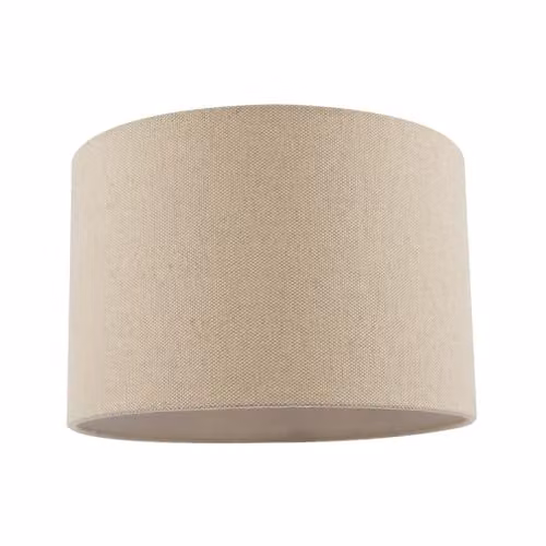 Happy Homewares Beige Linen Fabric Drum Lamp Shade with Cotton Lining, W/D/H: 30 x 30 x 20 cm