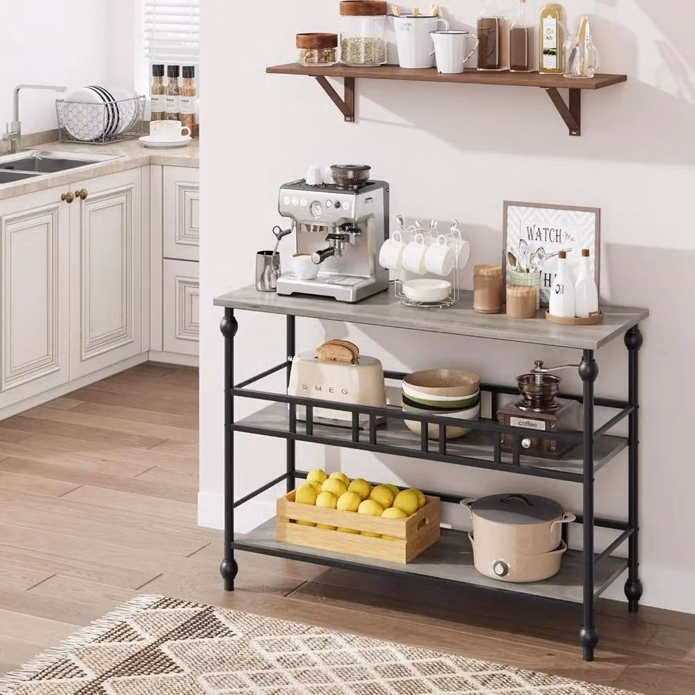 VOGREX 3-Tier Grey Console Table with Shelves for Hallway, Living Room or Bedroom – 3