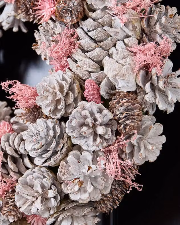 Dibor Traditional Pink and Silver Pinecone Christmas Wreath, Diameter: 39 cm – 5