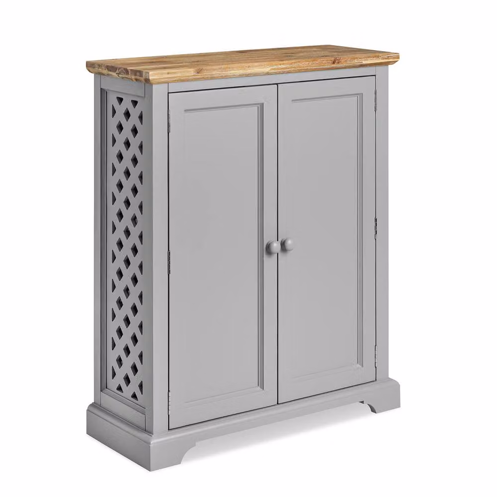 Statement Furniture Florence Acacia Wood Shoe Storage Cabinet in Grey, H 110 x W 90.5 x D 36 cm – 4