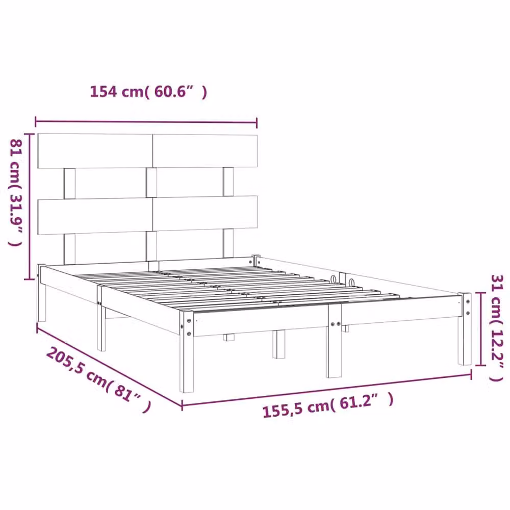 Berkfield Home Solid Pine Wood Bed Frame, Brown, W: 150 cm, D: 200 cm – 2