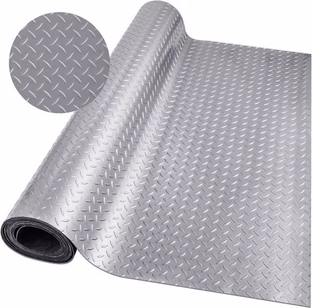 NESTLUNE Heavy Duty PVC Anti Slip Floor Mat for Garage or Workshop, Grey