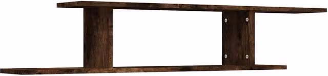 Berkfield Home Wall-Mounted TV Shelf in Smoked Oak Brown, W/D/H: 125 x 23 x 18 cm