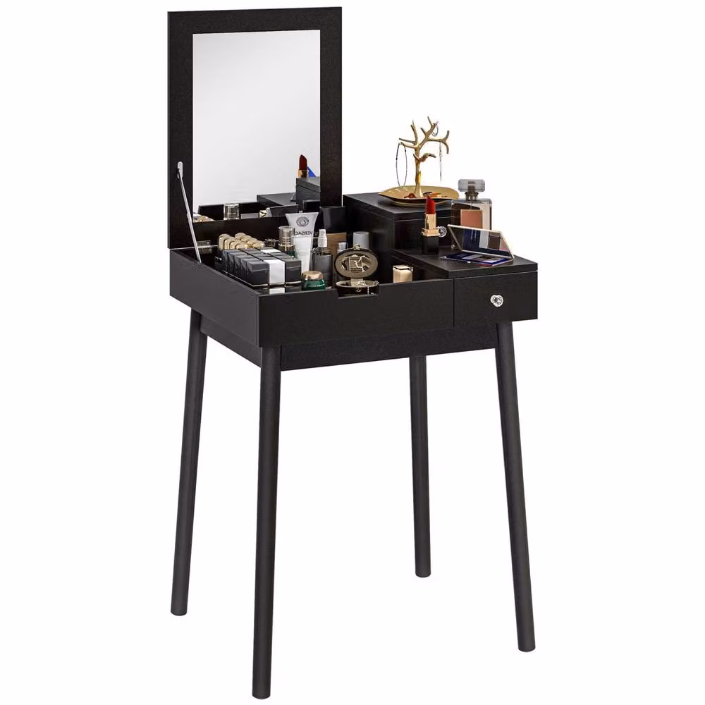 Wyld Haus Sinotti Black Dressing Table with Flip Up Mirror, W/D/H: 100 x 50 x 85.5 cm – 2