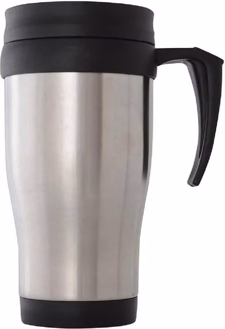 BARGAINS-GALORE Silver Stainless Steel Insulated Double Walled Travel Mug with Lid, 414 ml – 1