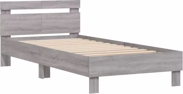 Berkfield Home Durable Bed Frame with Headboard, Grey Sonoma, W/D/H: 100 x 200 x 70 cm