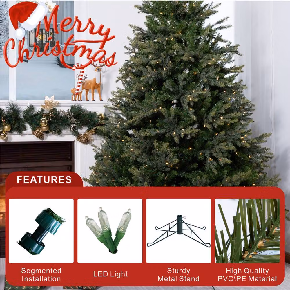 Direct Wicker 6ft Pre-lit Artificial Grand Fir Christmas Tree with Warm White LED Lights in Green – 3
