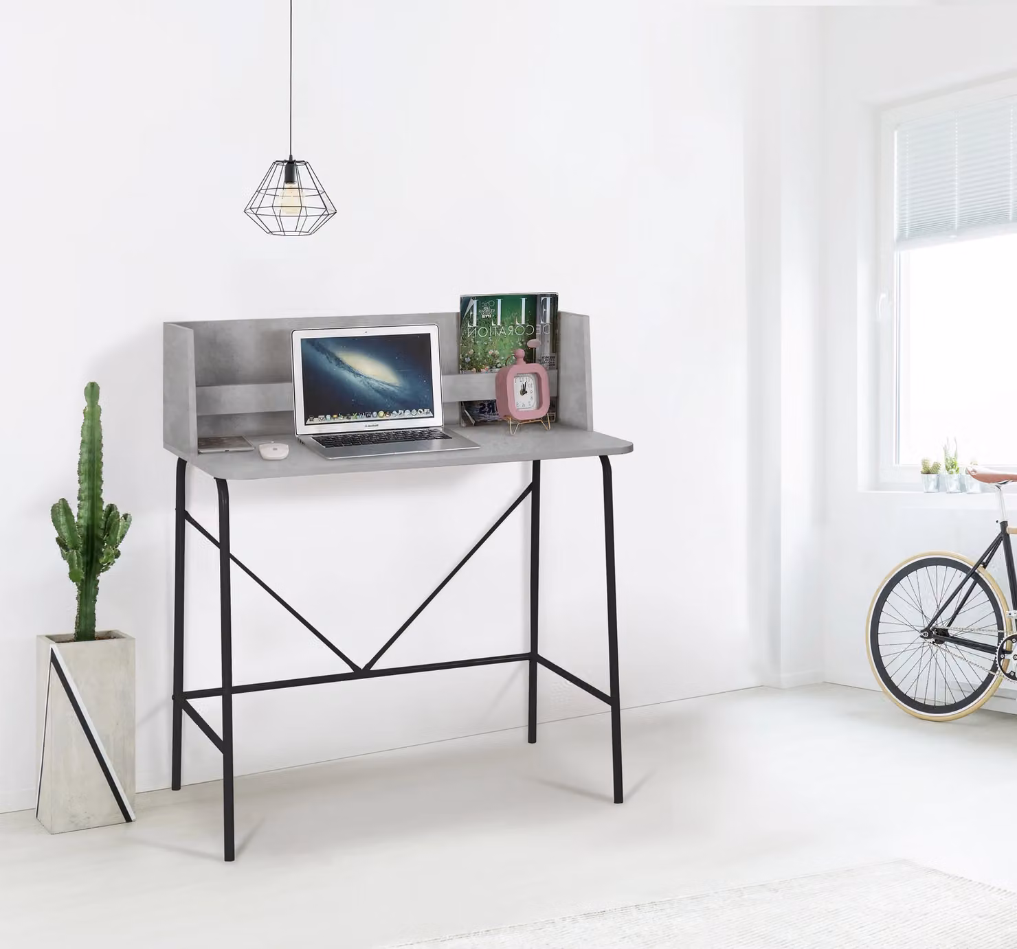 Nordlys Industrial Wood Computer Desk in Grey and Black – 2