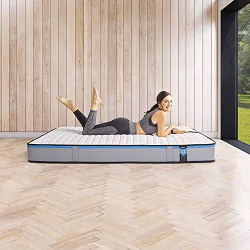 Jay-Be Benchmark S3 Hybrid Memory Mattress, White and Blue, W/D/H: 150 x 200 x 19 cm – 2