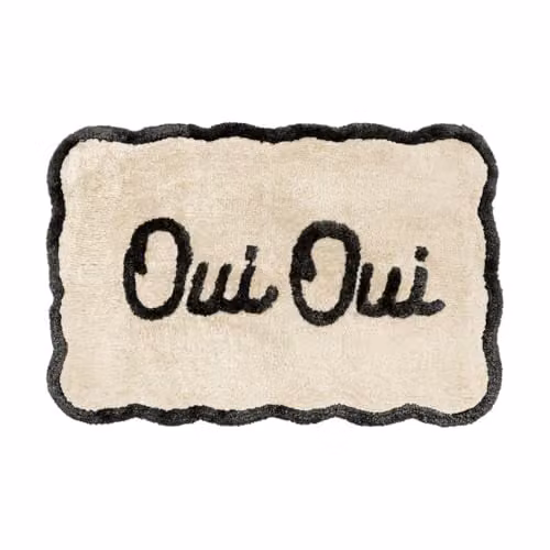 Mooky Mats Oui Oui Scalloped Bath Mat in Beige, Non-Slip and Quick-Drying Polyester Bathroom Rug, W: 50 cm, D: 80 cm – 1