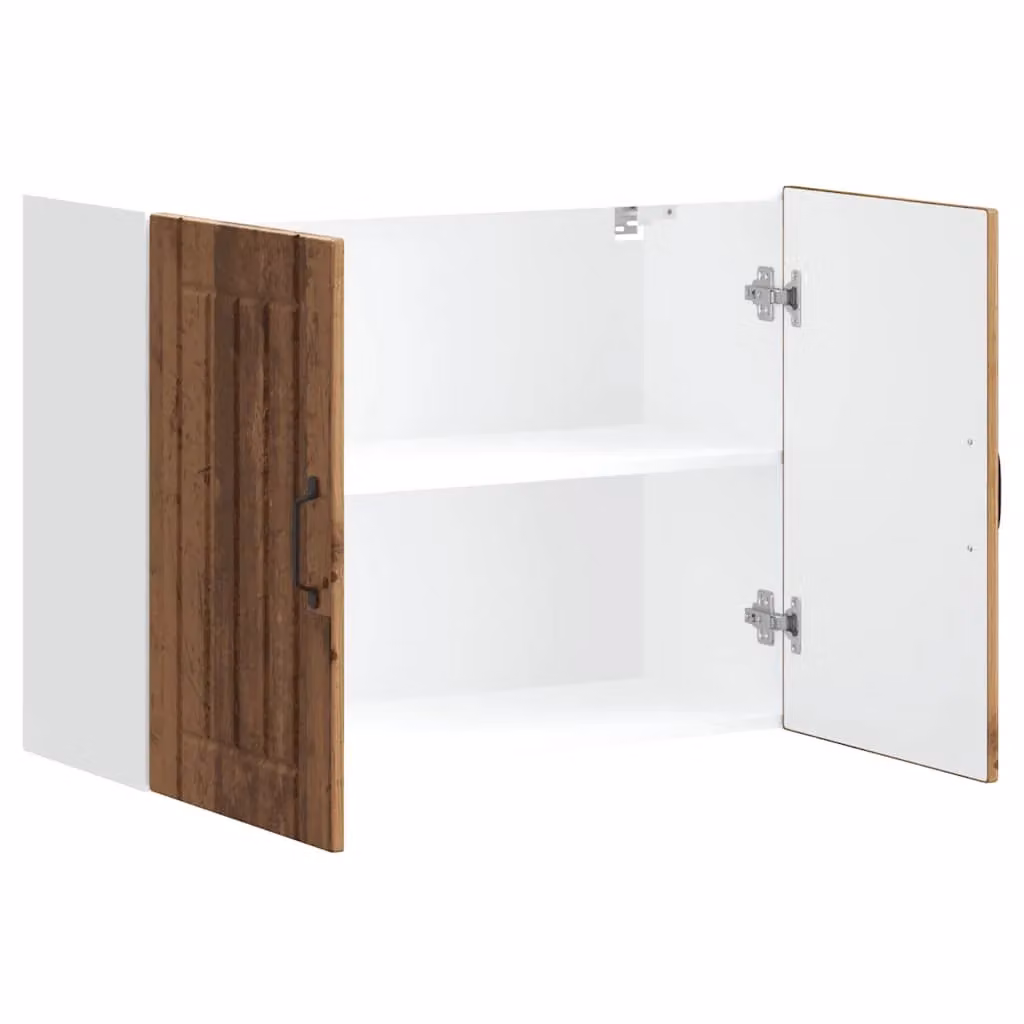 Berkfield Home Lucca Kitchen Wall Cabinet in Brown with Glass Doors and Internal Shelves – 3
