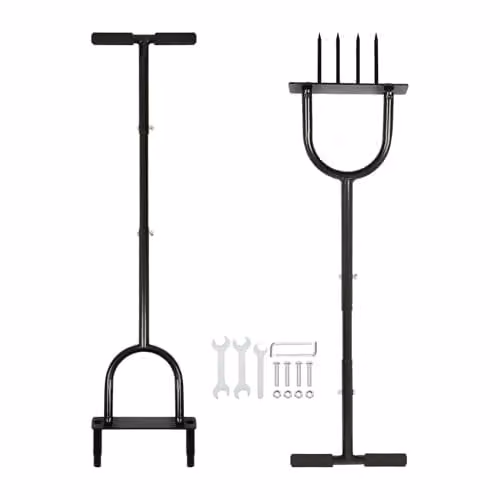 Harbour Housewares 2-Piece Manual Lawn Aerator and Corer Set in Black Steel, W: 24.5 cm, H: 103 cm