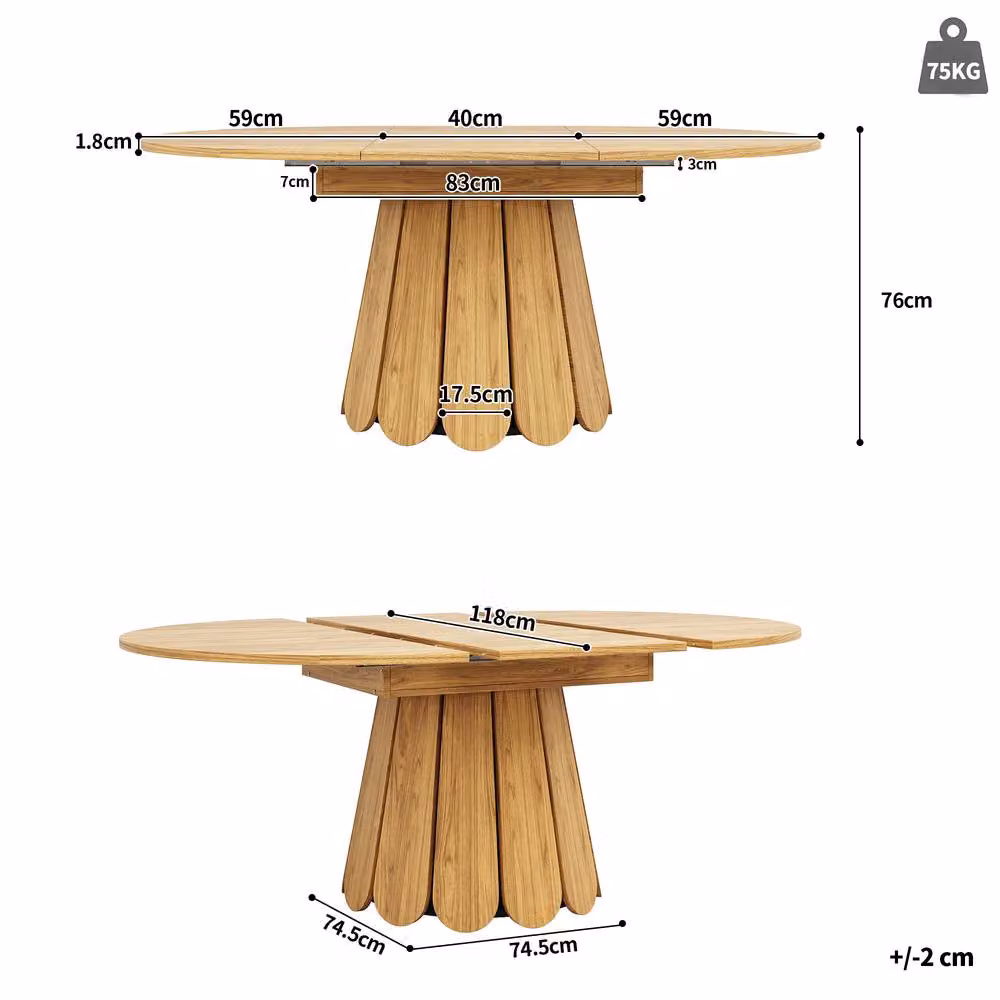 ModernLuxe 6-seater extendable round dining table in brown with butterfly leaf, W/D/H: 118 x 118 x 76.8 cm – 3