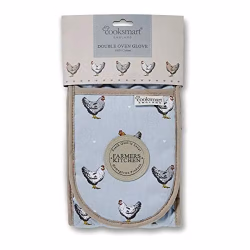 Cooksmart Non-Slip Cotton Double Oven Gloves in Blue
