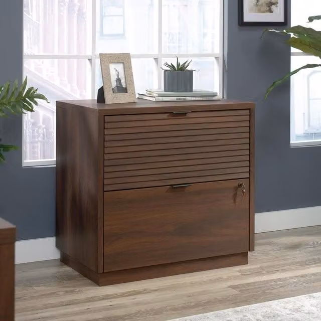 Teknik Office Elstree Lateral 2 Drawer Filer in Spiced Mahogany Brown