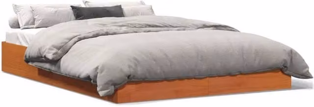 Berkfield Home Solid Wood Pine Bed Frame in Wax Brown, W/D/H: 140 x 200 cm – 1