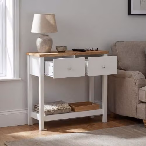 Vida Designs Arlington 2 Drawer Console Table in White – 2