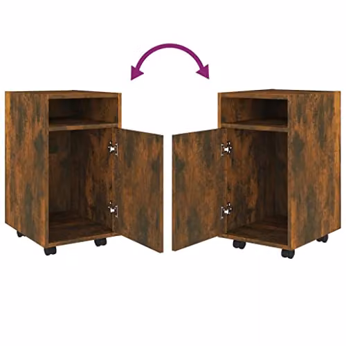 vidaXL Freestanding Side Cabinet with Castors, Brown, W/D/H: 33 x 38 x 60 cm – 4