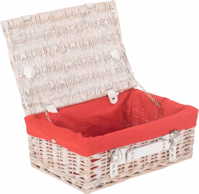 Red Wicker Picnic Basket with White Cotton Lining
