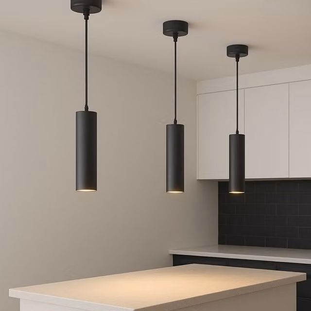 CGC Lighting Ruth Black Suspended Cylinder Ceiling Light – 1