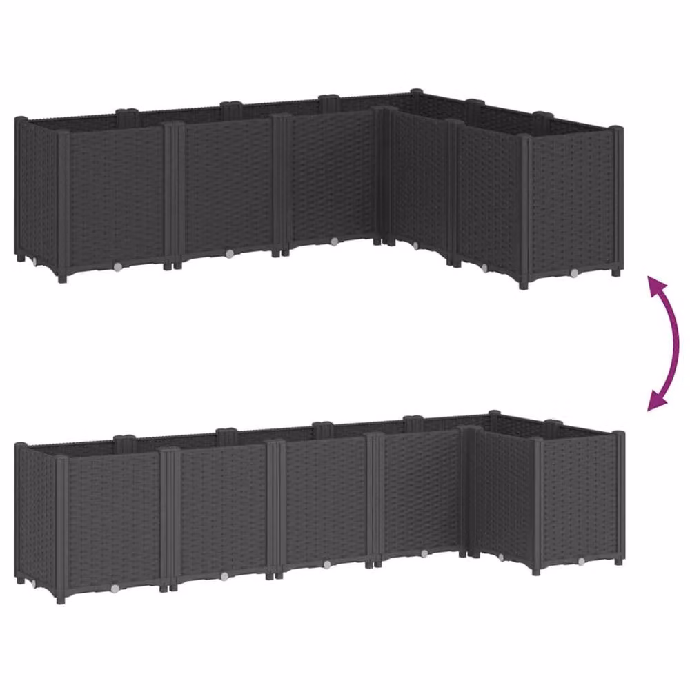 Berkfield Home Black Plastic Garden Planter Tub W: 160 cm, D: 120 cm, H: 53 cm – 4