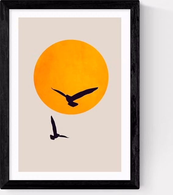 Kubistika Birds In The Sky Framed Art, Multicolour and Black