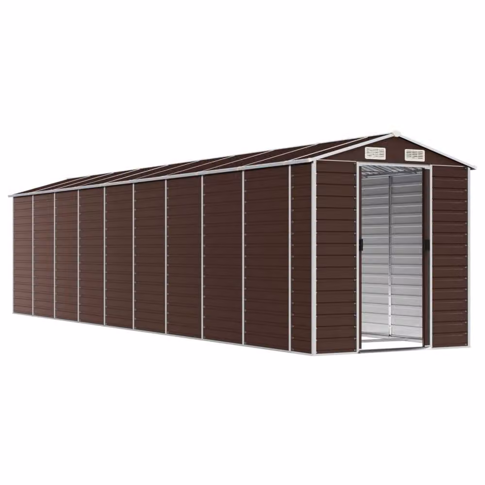 Berkfield Home Brown Galvanised Steel Garden Shed W/D/H: 191 x 81 x 198 cm – 3