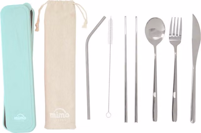 Orsina 6 Piece Stainless Steel Cutlery Set with Case in Silver and Green – 1