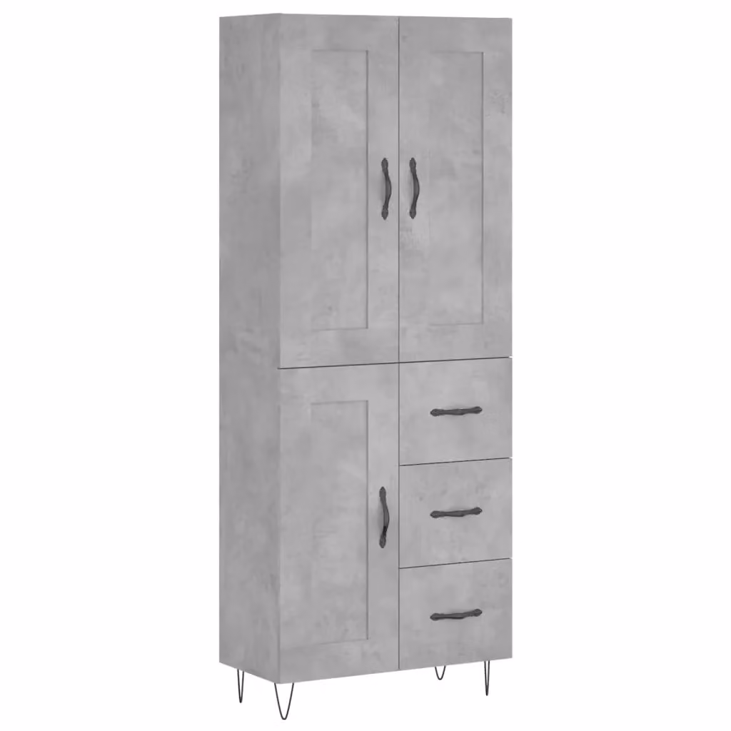 Berkfield Home Modern Wall Mounted Highboard in Concrete Grey, W: 69.5 cm, D: 34 cm, H: 180 cm – 2