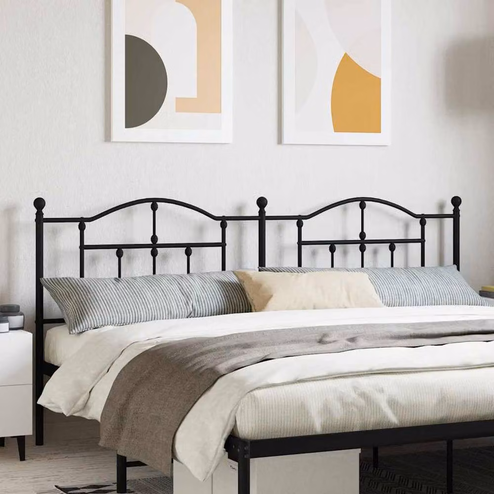 Berkfield Home Matt Black Metal Headboard 200 cm – 2