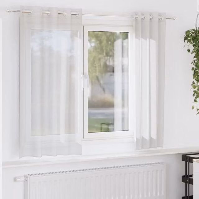 Berkfield Home White Voile Fabric Panel Curtains with Eyelets, 2 Pack, W: 140 cm, H: 175 cm