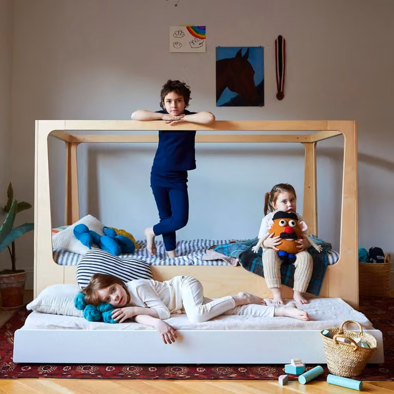 Oeuf NYC Perch Trundle Bed and Ladder Conversion Kit in White Birch Wood