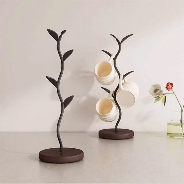 SPETLEK Black Metal Freestanding Tree Mug Rack Stand Holder for 4 Cups