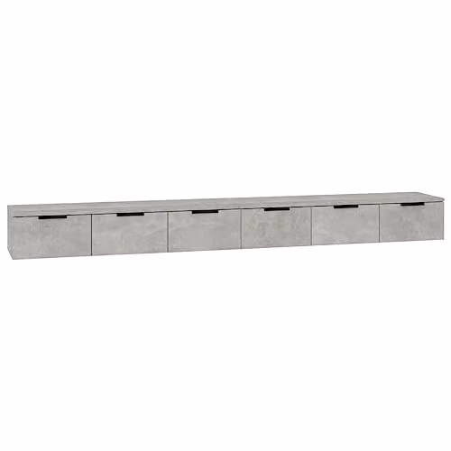 vidaXL Set of 2 Wall Mounted Cabinets in Concrete Grey, W/D/H: 102 x 30 x 20 cm