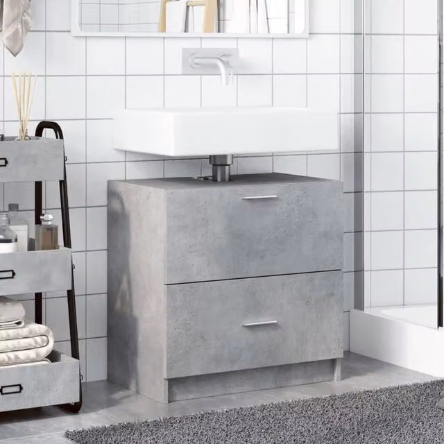 Berkfield Home Freestanding Bathroom Sink Cabinet in Matt Grey, W/D/H: 59 x 37 x 59 cm