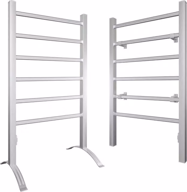 Costway 2-in-1 Electric Towel Warmer and Drying Cloth Stand with 6 Aluminium Bars in Silver