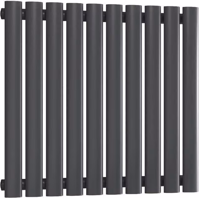 Bathroom Kingdom Neva Anthracite Single Oval Horizontal Steel Radiator, Grey, W: 55.0 cm, H: 59.0 cm