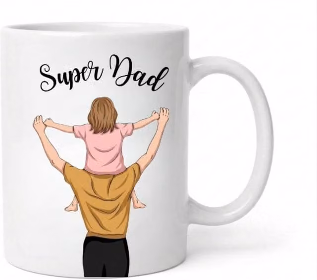 Dyzi Super Dad Ceramic Coffee Mug in White – 1