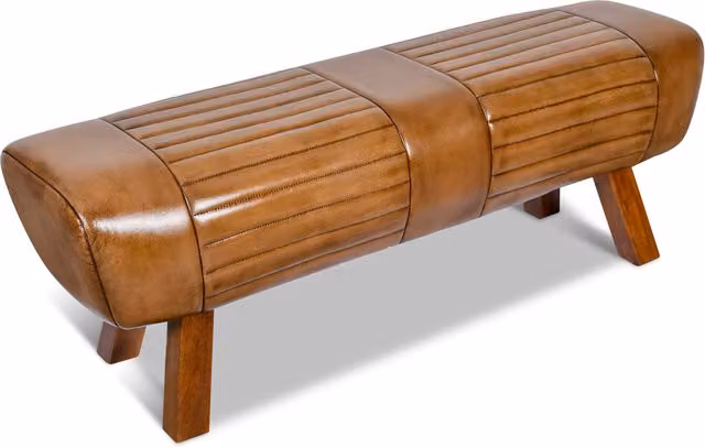 North Interiors Vintage Brown Leather Hall Bench
