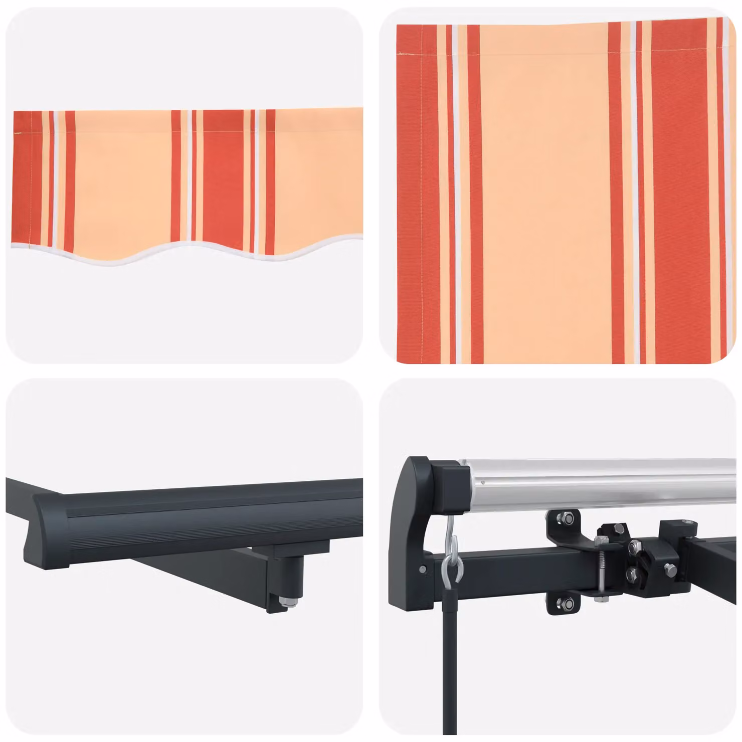 Berkfield Home Manual Retractable Wall-Mounted Folding Arm Garden Awning in Yellow, Orange, White or Anthracite – 3