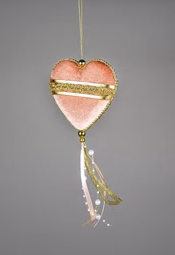 Shatchi Pink Heart Hanging Christmas Decoration Pendant, H 26 cm x W 11 cm – 2