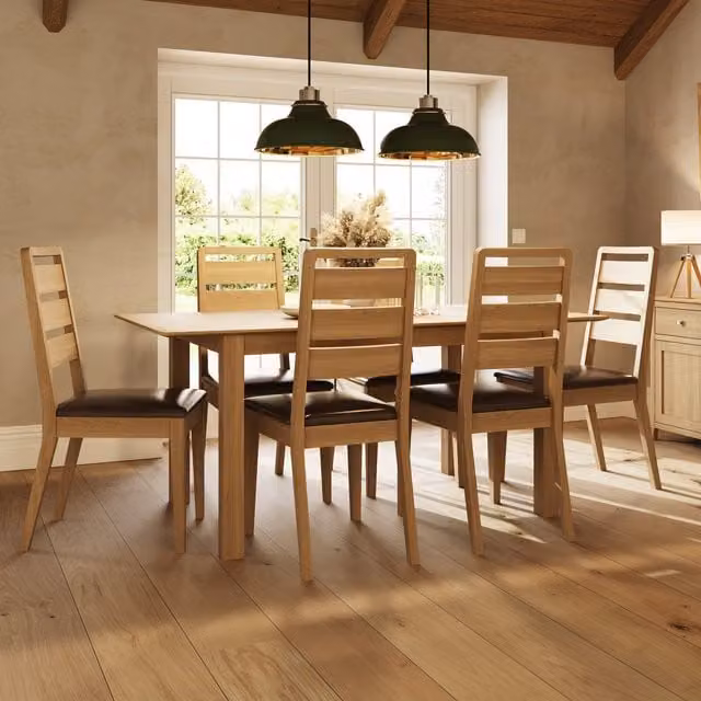 FWStyle Scandinavian Rectangular Extendable Oak Dining Table in Brown