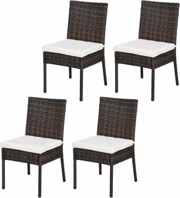 Chilli Seating Set of Four Brown Rattan and Metal Garden Chairs