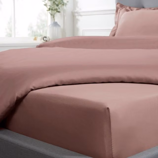 Sleepdown Super King 100% Cotton Sateen Extra Deep Fitted Sheet, Blush Pink, W/D/H: 200 x 200 x 40 cm – 1