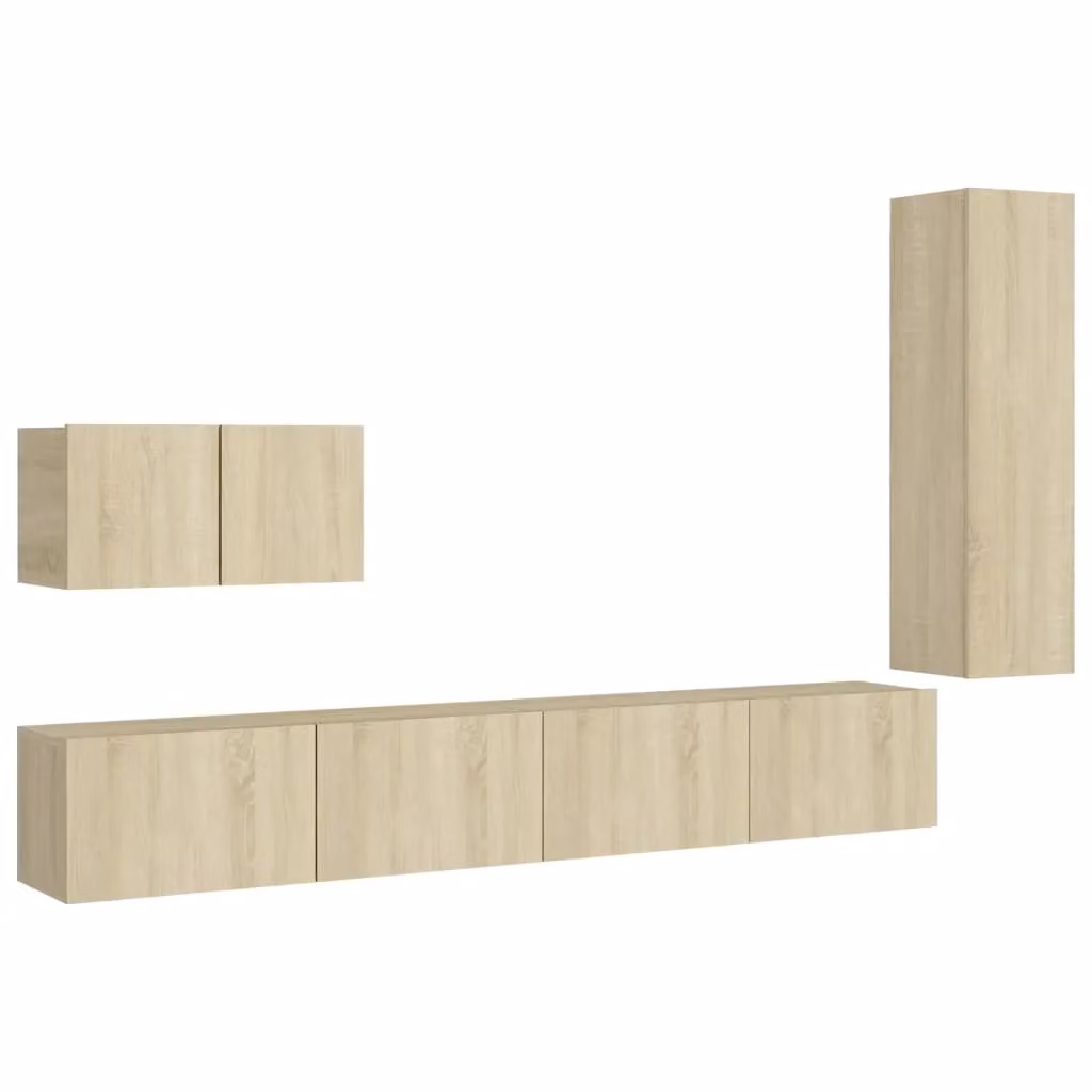 Berkfield Home 4 Piece Sonoma Oak TV Cabinet Set in Brown and Beige – 2