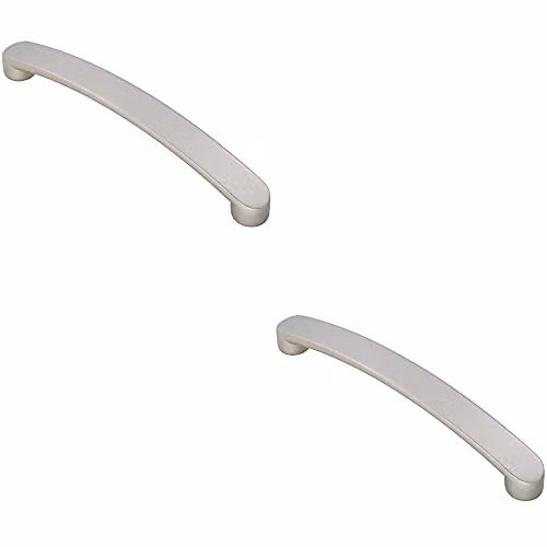 Loops 2 Pack Flat Fronted Bow Pull Handles in Brushed Silver, 17.9 x 1.9 cm with 16 cm Fixing Centres