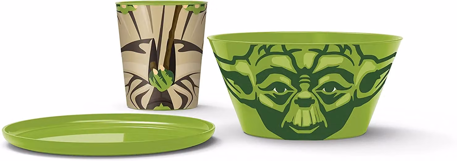 Hasbro Star Wars Yoda 3-Piece Stackable Melamine Meal Set in Green and Multicolour – 3