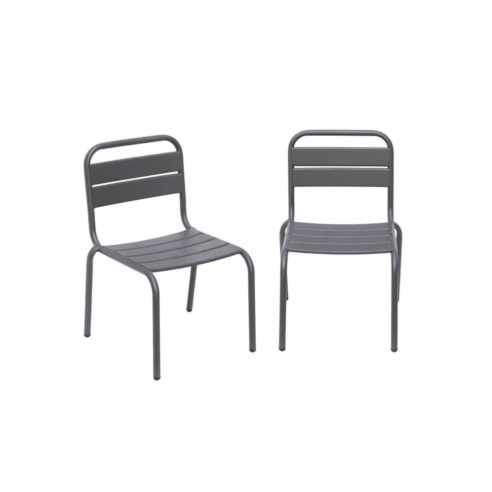 sweeek Pair of Modern Metal Childrens Chairs in Matt Grey – 2