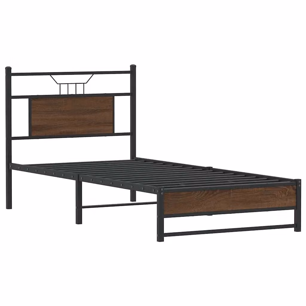 Berkfield Home Brown Oak Bed Frame W/D/H: 80 x 200 cm – 2