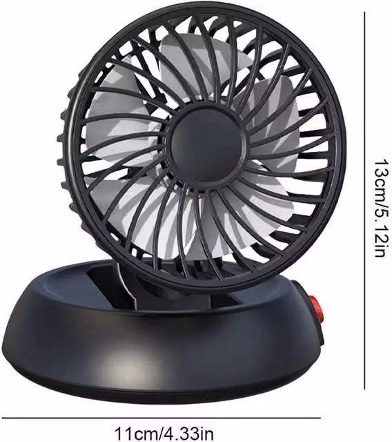 FLAVORA Portable 1 Head Car Cooling Air Fan with 360 Degree Rotation in Black – 1